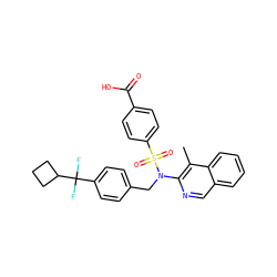 Cc1c(N(Cc2ccc(C(F)(F)C3CCC3)cc2)S(=O)(=O)c2ccc(C(=O)O)cc2)ncc2ccccc12 ZINC000261076013