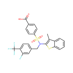 Cc1c(N(Cc2ccc(C(F)(F)F)c(F)c2)S(=O)(=O)c2ccc(C(=O)O)cc2)sc2ccccc12 ZINC000115232454
