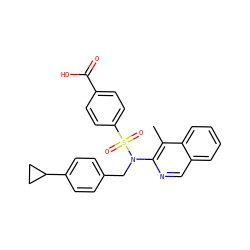 Cc1c(N(Cc2ccc(C3CC3)cc2)S(=O)(=O)c2ccc(C(=O)O)cc2)ncc2ccccc12 ZINC000204348940