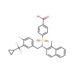 Cc1c(N(Cc2ccc(F)c(C(F)(F)C3CC3)c2)S(=O)(=O)c2ccc(C(=O)O)cc2)ncc2ccccc12 ZINC000261180671