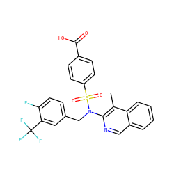 Cc1c(N(Cc2ccc(F)c(C(F)(F)F)c2)S(=O)(=O)c2ccc(C(=O)O)cc2)ncc2ccccc12 ZINC000203664307