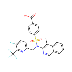 Cc1c(N(Cc2ccc(F)c(C(F)(F)F)n2)S(=O)(=O)c2ccc(C(=O)O)cc2)ncc2ccccc12 ZINC000203768143