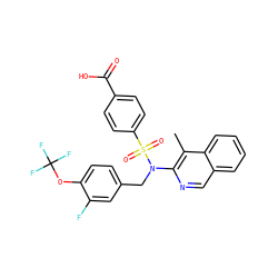 Cc1c(N(Cc2ccc(OC(F)(F)F)c(F)c2)S(=O)(=O)c2ccc(C(=O)O)cc2)ncc2ccccc12 ZINC000203662891