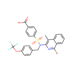 Cc1c(N(Cc2ccc(OC(F)(F)F)cc2)S(=O)(=O)c2ccc(C(=O)O)cc2)nc(Br)c2ccccc12 ZINC000261147765
