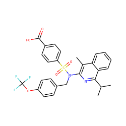 Cc1c(N(Cc2ccc(OC(F)(F)F)cc2)S(=O)(=O)c2ccc(C(=O)O)cc2)nc(C(C)C)c2ccccc12 ZINC000203668148