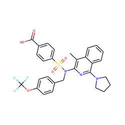 Cc1c(N(Cc2ccc(OC(F)(F)F)cc2)S(=O)(=O)c2ccc(C(=O)O)cc2)nc(N2CCCC2)c2ccccc12 ZINC000203772386