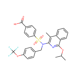 Cc1c(N(Cc2ccc(OC(F)(F)F)cc2)S(=O)(=O)c2ccc(C(=O)O)cc2)nc(OC(C)C)c2ccccc12 ZINC000203760559