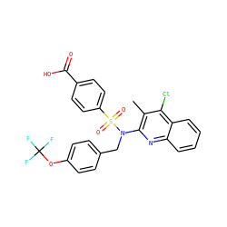 Cc1c(N(Cc2ccc(OC(F)(F)F)cc2)S(=O)(=O)c2ccc(C(=O)O)cc2)nc2ccccc2c1Cl ZINC000473201033