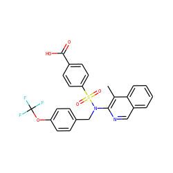 Cc1c(N(Cc2ccc(OC(F)(F)F)cc2)S(=O)(=O)c2ccc(C(=O)O)cc2)ncc2ccccc12 ZINC000203662880