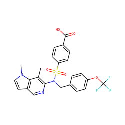 Cc1c(N(Cc2ccc(OC(F)(F)F)cc2)S(=O)(=O)c2ccc(C(=O)O)cc2)ncc2ccn(C)c12 ZINC000473224136