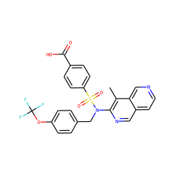Cc1c(N(Cc2ccc(OC(F)(F)F)cc2)S(=O)(=O)c2ccc(C(=O)O)cc2)ncc2ccncc12 ZINC000473224159