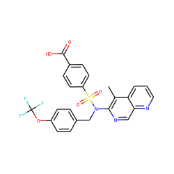 Cc1c(N(Cc2ccc(OC(F)(F)F)cc2)S(=O)(=O)c2ccc(C(=O)O)cc2)ncc2ncccc12 ZINC000473224141