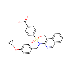 Cc1c(N(Cc2ccc(OC3CC3)cc2)S(=O)(=O)c2ccc(C(=O)O)cc2)ncc2ccccc12 ZINC000204348634