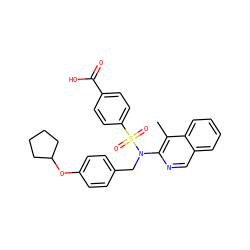 Cc1c(N(Cc2ccc(OC3CCCC3)cc2)S(=O)(=O)c2ccc(C(=O)O)cc2)ncc2ccccc12 ZINC000261164354