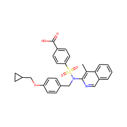 Cc1c(N(Cc2ccc(OCC3CC3)cc2)S(=O)(=O)c2ccc(C(=O)O)cc2)ncc2ccccc12 ZINC000473194457