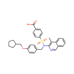 Cc1c(N(Cc2ccc(OCC3CCCC3)cc2)S(=O)(=O)c2ccc(C(=O)O)cc2)ncc2ccccc12 ZINC000473194950