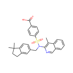 Cc1c(N(Cc2ccc3c(c2)CCC3(C)C)S(=O)(=O)c2ccc(C(=O)O)cc2)ncc2ccccc12 ZINC000203666909