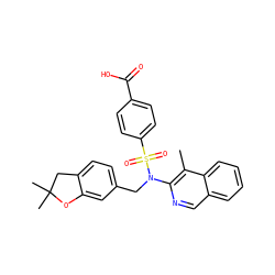 Cc1c(N(Cc2ccc3c(c2)OC(C)(C)C3)S(=O)(=O)c2ccc(C(=O)O)cc2)ncc2ccccc12 ZINC000204320976