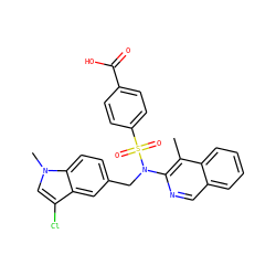 Cc1c(N(Cc2ccc3c(c2)c(Cl)cn3C)S(=O)(=O)c2ccc(C(=O)O)cc2)ncc2ccccc12 ZINC000261186731