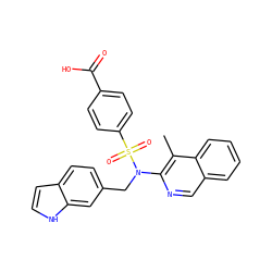 Cc1c(N(Cc2ccc3cc[nH]c3c2)S(=O)(=O)c2ccc(C(=O)O)cc2)ncc2ccccc12 ZINC000203760790