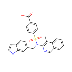 Cc1c(N(Cc2ccc3ccn(C)c3c2)S(=O)(=O)c2ccc(C(=O)O)cc2)ncc2ccccc12 ZINC000224845059