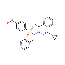 Cc1c(N(Cc2ccccc2)S(=O)(=O)c2ccc(C(=O)O)cc2)nc(C2CC2)c2ccccc12 ZINC000261125237