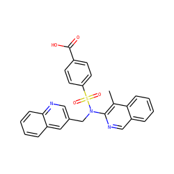 Cc1c(N(Cc2cnc3ccccc3c2)S(=O)(=O)c2ccc(C(=O)O)cc2)ncc2ccccc12 ZINC000473228832