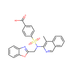Cc1c(N(Cc2nc3ccccc3o2)S(=O)(=O)c2ccc(C(=O)O)cc2)ncc2ccccc12 ZINC000261087654