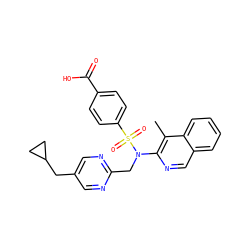 Cc1c(N(Cc2ncc(CC3CC3)cn2)S(=O)(=O)c2ccc(C(=O)O)cc2)ncc2ccccc12 ZINC000473228782