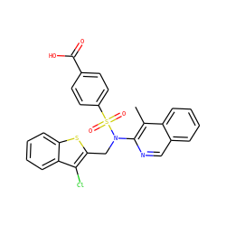 Cc1c(N(Cc2sc3ccccc3c2Cl)S(=O)(=O)c2ccc(C(=O)O)cc2)ncc2ccccc12 ZINC000261172570