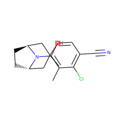 Cc1c(N2[C@H]3CC[C@H]2CC(C)(O)C3)ccc(C#N)c1Cl ZINC000137037470