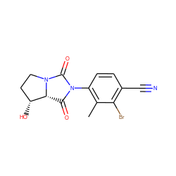 Cc1c(N2C(=O)[C@@H]3[C@H](O)CCN3C2=O)ccc(C#N)c1Br ZINC000028704387