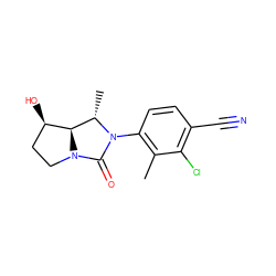 Cc1c(N2C(=O)N3CC[C@@H](O)[C@H]3[C@@H]2C)ccc(C#N)c1Cl ZINC000014967233