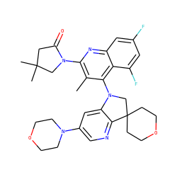 Cc1c(N2CC(C)(C)CC2=O)nc2cc(F)cc(F)c2c1N1CC2(CCOCC2)c2ncc(N3CCOCC3)cc21 ZINC000118094676