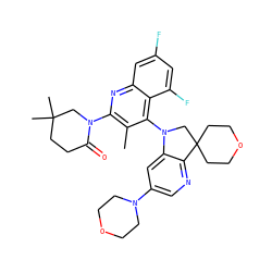 Cc1c(N2CC(C)(C)CCC2=O)nc2cc(F)cc(F)c2c1N1CC2(CCOCC2)c2ncc(N3CCOCC3)cc21 ZINC000118092692