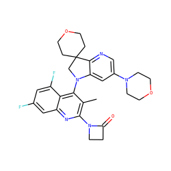 Cc1c(N2CCC2=O)nc2cc(F)cc(F)c2c1N1CC2(CCOCC2)c2ncc(N3CCOCC3)cc21 ZINC000118093009