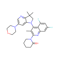 Cc1c(N2CCCCC2=O)nc2cc(F)cc(F)c2c1N1CC(C)(C)c2ncc(N3CCOCC3)cc21 ZINC000118095898