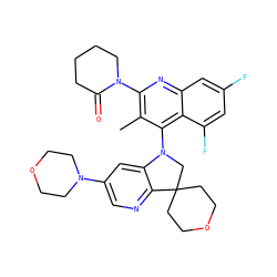 Cc1c(N2CCCCC2=O)nc2cc(F)cc(F)c2c1N1CC2(CCOCC2)c2ncc(N3CCOCC3)cc21 ZINC000118091638