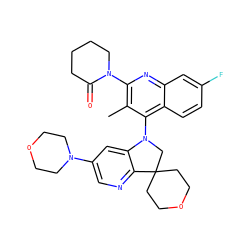 Cc1c(N2CCCCC2=O)nc2cc(F)ccc2c1N1CC2(CCOCC2)c2ncc(N3CCOCC3)cc21 ZINC000068248872