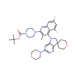 Cc1c(N2CCN(C(=O)OC(C)(C)C)CC2)nc2cc(F)cc(F)c2c1N1CC2(CCOCC2)c2ncc(N3CCOCC3)cc21 ZINC000118095778