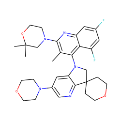 Cc1c(N2CCOC(C)(C)C2)nc2cc(F)cc(F)c2c1N1CC2(CCOCC2)c2ncc(N3CCOCC3)cc21 ZINC000118096009