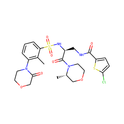 Cc1c(N2CCOCC2=O)cccc1S(=O)(=O)N[C@@H](CNC(=O)c1ccc(Cl)s1)C(=O)N1CCOC[C@@H]1C ZINC000103240191