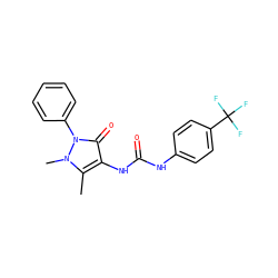 Cc1c(NC(=O)Nc2ccc(C(F)(F)F)cc2)c(=O)n(-c2ccccc2)n1C ZINC000020154027
