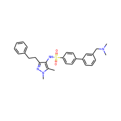 Cc1c(NS(=O)(=O)c2ccc(-c3cccc(CN(C)C)c3)cc2)c(CCc2ccccc2)nn1C ZINC000199939352