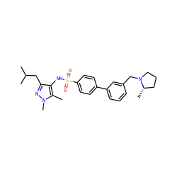 Cc1c(NS(=O)(=O)c2ccc(-c3cccc(CN4CCC[C@@H]4C)c3)cc2)c(CC(C)C)nn1C ZINC000199944123