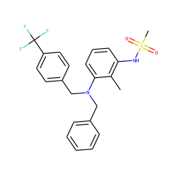 Cc1c(NS(C)(=O)=O)cccc1N(Cc1ccccc1)Cc1ccc(C(F)(F)F)cc1 ZINC000026291359