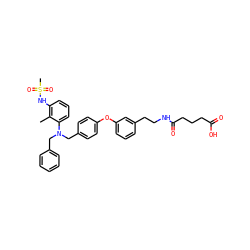 Cc1c(NS(C)(=O)=O)cccc1N(Cc1ccccc1)Cc1ccc(Oc2cccc(CCNC(=O)CCCC(=O)O)c2)cc1 ZINC000028364045