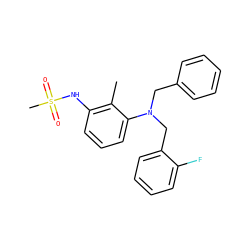 Cc1c(NS(C)(=O)=O)cccc1N(Cc1ccccc1)Cc1ccccc1F ZINC000026289726
