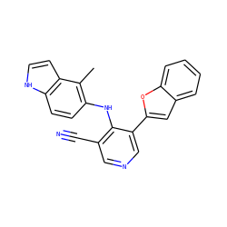 Cc1c(Nc2c(C#N)cncc2-c2cc3ccccc3o2)ccc2[nH]ccc12 ZINC000045255657