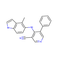 Cc1c(Nc2c(C#N)cncc2-c2ccccc2)ccc2[nH]ccc12 ZINC000040401802